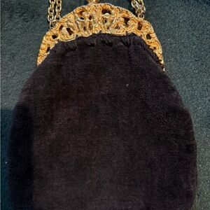 Vintage Cherub Black + Gold Tone Evening Bag Made In Italy Rare Unique Bag